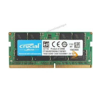 Crucial 16GB 2RX8 DDR4-2400T 2400Mhz PC4-19200 CL17 SO-DIMM Laptop Memory RAM 00 - Image 1 of 4