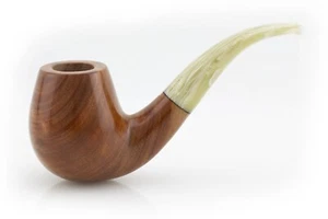 Pipa AMORELLI 3 stelle KARUBA Bent Billiard radica liscia 9mm Handmade Italy - Picture 1 of 5