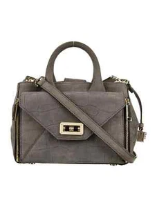 NWT Diane von Furstenberg 440 Mini Secret Agent Tote Bag Grey Croc Nubuck - Picture 1 of 6