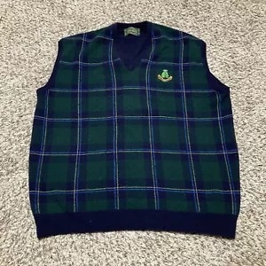 Peter Scott maglione lana gilet uomo taglia 50 100% lana di agnello carnoustie golf plaid - Foto 1 di 7