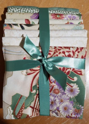 FQ Paquete de 8 Telas "Hanemai" RJR Calidad Edredón Algodón Asiático Salvia Verde NUEVO Foto 1 de 4