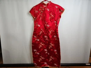 Vestido vintage Y2K para mujer rojo floral asiático chino - Imagen 1 de 8