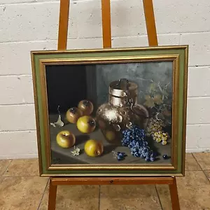 oil painting, still life with kettle, grapes, signed J. Ros - Picture 1 of 7