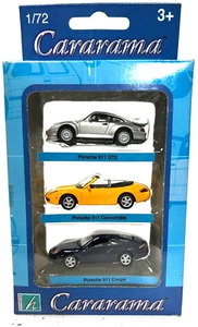 Cararama - 3 Car Set - Porsche 911 GT2 - 911 Convertible - 911 Coupe 1:72 Scale - Picture 1 of 1