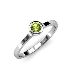 Round Floating Peridot Women Solitaire Ring 14K Gold JP:26354 - Picture 1 of 4
