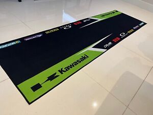 Kawasaki with race logos- Garage - Display Mats FREE SHIPPING U.S.
