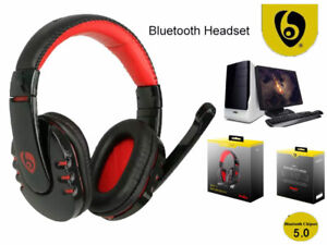 Gaming Wireless Bluetooth Stereo Headset Headphones w/ Mic For PC Smart Phone