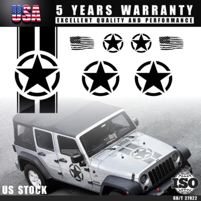 7Pcs Star Hood Door Body Flag Sticker Decal Vinyl For Jeep Wrangler Suvs Trucks Foto 1 de 4