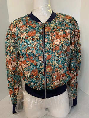 CHAQUETA BOMBER CACHAREL PARIS FLORAL CON PUÑOS Y CUELLO AZUL MARINO NUEVA/DOS ETIQUETAS TALLA 42 Foto 1 de 4