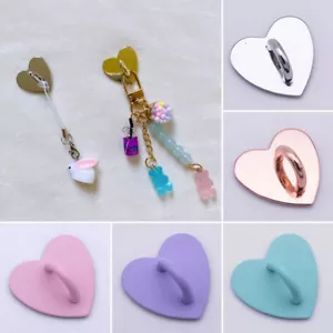 Heart Phone Charm Holder Mobile Phone Case Finger Ring Stand Hook Buckle Clasp - Photo 1 sur 32