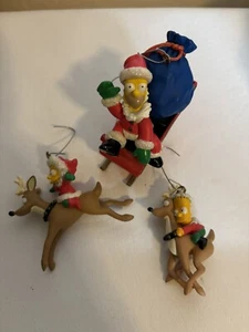 THE SIMPSONS Christmas Ornaments 3 Piece 2004 CARLTON FOX Homer Bart Lisa - Picture 1 of 7