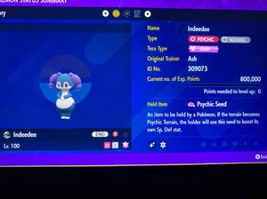 Pokemon Scarlatto e Viola Lucido Indeedee (femmina) 6IV Pronto per la battaglia - Foto 1 di 4