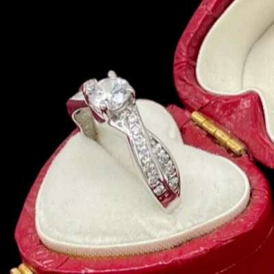 Anello oro bianco 18kt carati nuovo solitario donna pietre brillanti fine luxury - Immagine 1 di 4