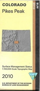 BLM Map of Pikes Peak, Colorado, by US Dept of the Interior - Picture 1 of 2