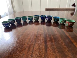 11 Antique QING DYNASTY Chinese Cloisonne Mijiu-Sake cups Estate (votive candles - Picture 1 of 18
