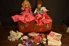 2 x 14” Vintage Ideal Toni Doll P 90  W/ A Trunk Extra Clothing