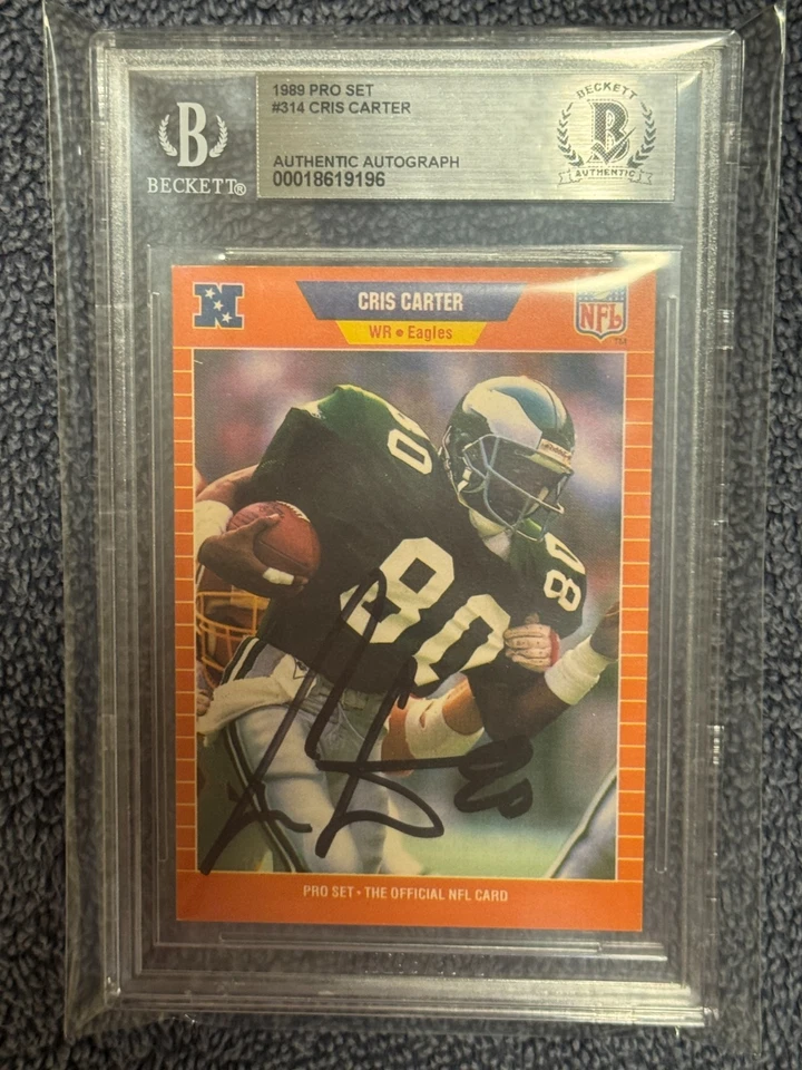 Juego profesional 1989 firmado por Cris Carter novato automático Bas Beckett Eagles Vikings Hof Foto 1 de 1