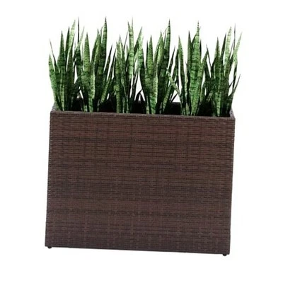  Tall Planters for Outdoor Plants Handmade Wicker Large Rectangular Block Brown - Image 1 of 4