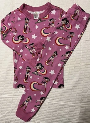 Hanna Andersson Wonder Woman плотно прилегающий пижамный набор для девочек размер 4 розовый органический хлопок - Изображение 1 из 4