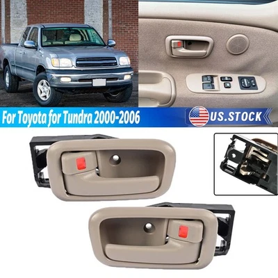 Inside Door Handle & Bezels Front LH RH Side For Toyota Tundra 00-06 Beige 2PCS Foto 1 de 4