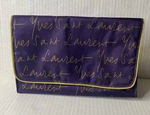 Yves Saint Laurent Make Up Bag Pouch Purple Gold Perfume Nylon 8.5x3” - Bild 1 von 6