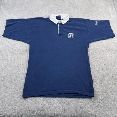 Scotland Rugby Polo Shirt Mens Large 42 Blue Scottish Rugby Union Pringle VTG - image 1 of 4