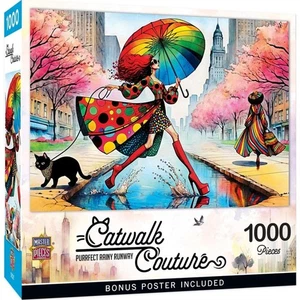 MasterPieces jigsaw puzzle; Purrfect Rainy Runway by Peggy Collins; 1000 pcs - Picture 1 of 3