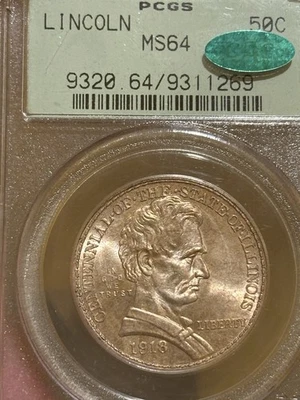 1918 Lincoln-Illinois  Half CAC Approved PcgsOGH MS 64 Old Green Holder Nice!! - Image 1 of 2