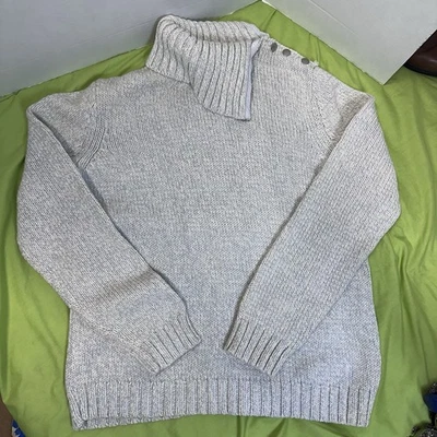 Suéter para mujer Chaps con cuello embudo, azul bebé/blanco XL Foto 1 de 4