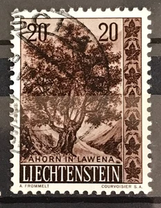 LIECHTENSTEIN - 1958 TREES & BUSHES 20r SYCAMORE F/U SG 369 - Picture 1 of 1