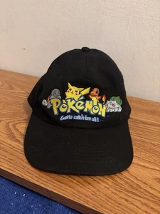 Vintage 90s Pokemon Starter Mons Embroidered Adjustable One Size Round Brim Cap - Picture 1 of 6