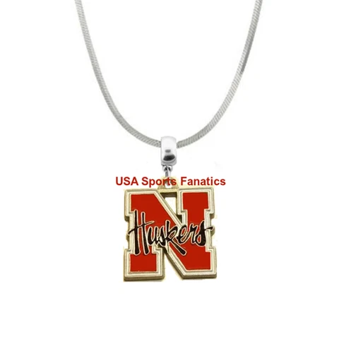 NCAA - Nebraska Cornhuskers Team Logo Pendant Necklace On A 925 Snake Chain Cover