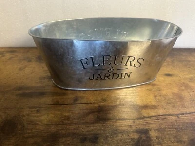 Garden Tin Gray Bucket 11”x 5”x 4”- Fleurs & Jardin - Read Details - Image 1 of 4