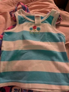Gymboree Girls teal striped Tank Top 100% Cotton Soft Lightweight Size 3T - Picture 1 of 1