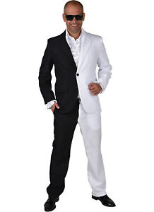 80's Black / White Half & Half Suit , XS - XXL