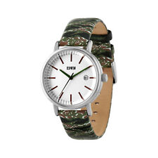 Edwin TIGER CAMO Women's 3 Hand-Date Watch,Stainless Steel Case,Leather Band