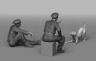 1/35 scale resin figure kit WW2 Playing with a puppy set
