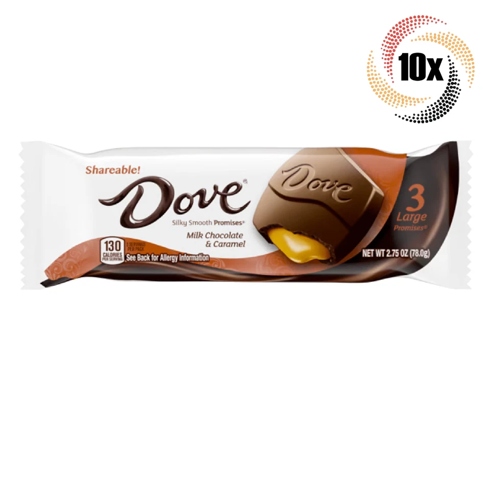 10 paquetes de dulces con sabor a chocolate y caramelo con leche Dove | 3 por paquete | 2,75 oz Foto 1 de 1