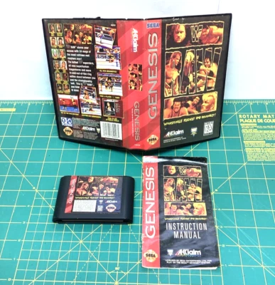 Sega Genesis WWF RAW Video game CIB complete with box and manual - Image 1 of 2