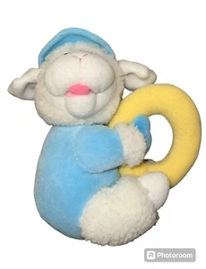Vintage Prestige Toy Lamb Chop Lovey Plush Blue Baby Rattle Shari Lewis 7” - Picture 1 of 4