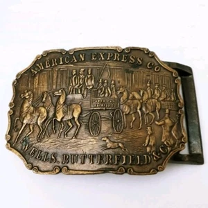 Vintage American Express Wells Butterfield & Co Historical Scene Belt Buckle Box - Picture 1 of 9