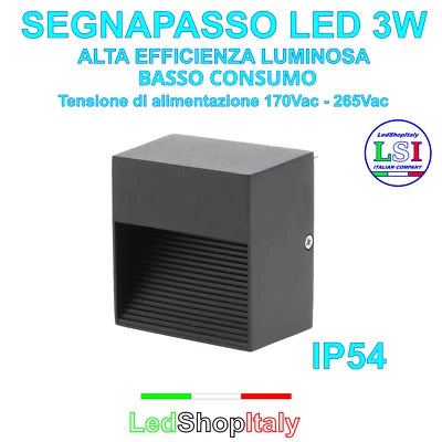 Segnapasso LED 3W luce notturna cortesia IP54 basso consumo monofase 170-265Vac - Immagine 1 di 4