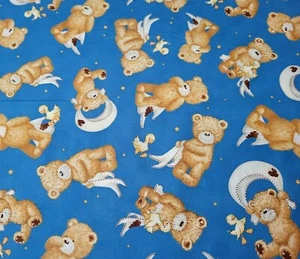 28" Night Night Sweet Baby Popcorn the Bear Quilting Treasures Deep Blue - Picture 1 of 3