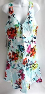 Adrianna Papell Womens Size 12 Rose Printed Jacquard Fit & Flare Dress Teal - Picture 1 of 10