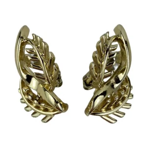 Pendientes Coro Hoja Tono Oro Clip En Vintage Firmado Coro Joyería Simple - Imagen 1 de 6