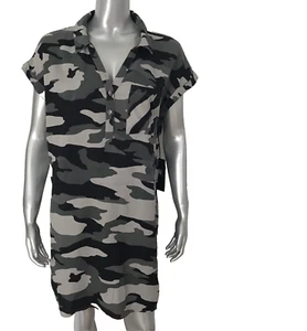 Rock & Republic Shirt Dress Womens Large Gray Camo Grunge Military Indie Hip Hop - Picture 1 of 13