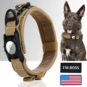 Militär Hund Metall Airtag taktisches Hundehalsband mit Airtag Halter und Griff - Bild 1 von 17