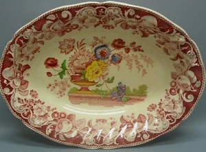 Royal Doulton POMEROY red/pink OVAL VEGETABLE Serving Bowl - Picture 1 of 2