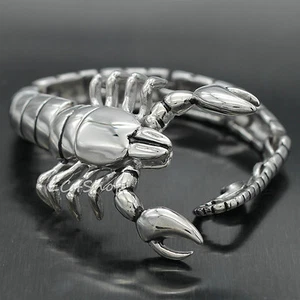 Schweres Edelstahl Herren großes Skorpion Gliederarmband Biker Armband Armreif - Bild 1 von 7