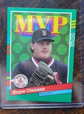 1990 MVP ROGER CLEMENS ERROR BASEBALL CARD• NO PERIOD AFTER INC• NOT CENTERED